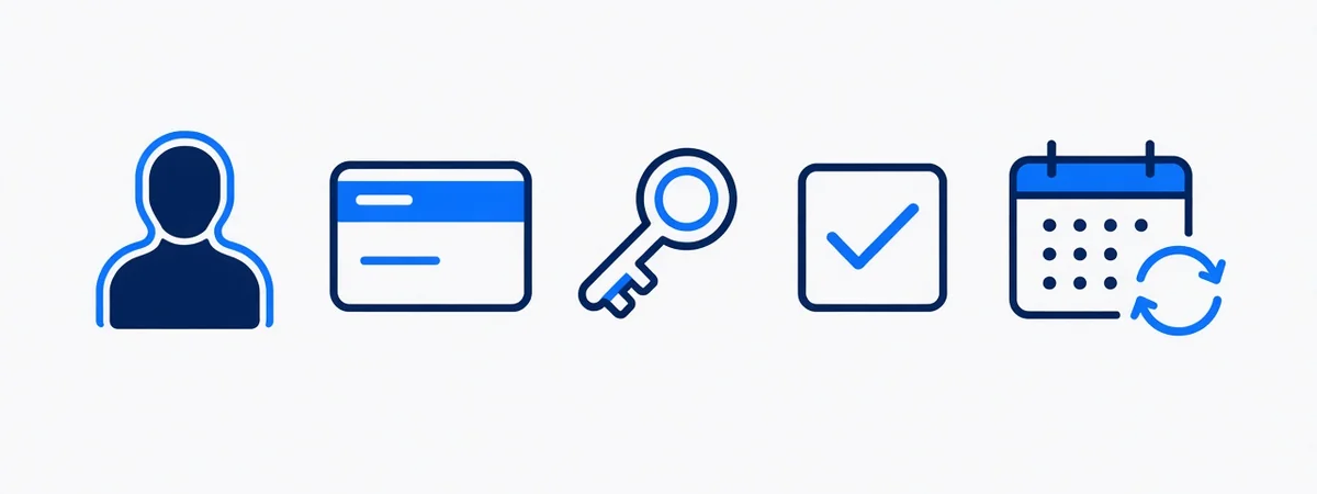 Icons for one person, a fixed price, owner access, approval, and month to month