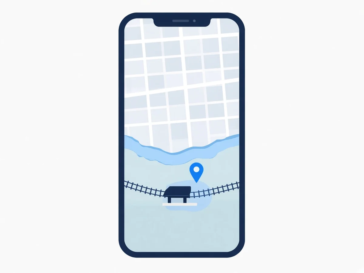 Illustration of a phone map with separate pins for Melton localities