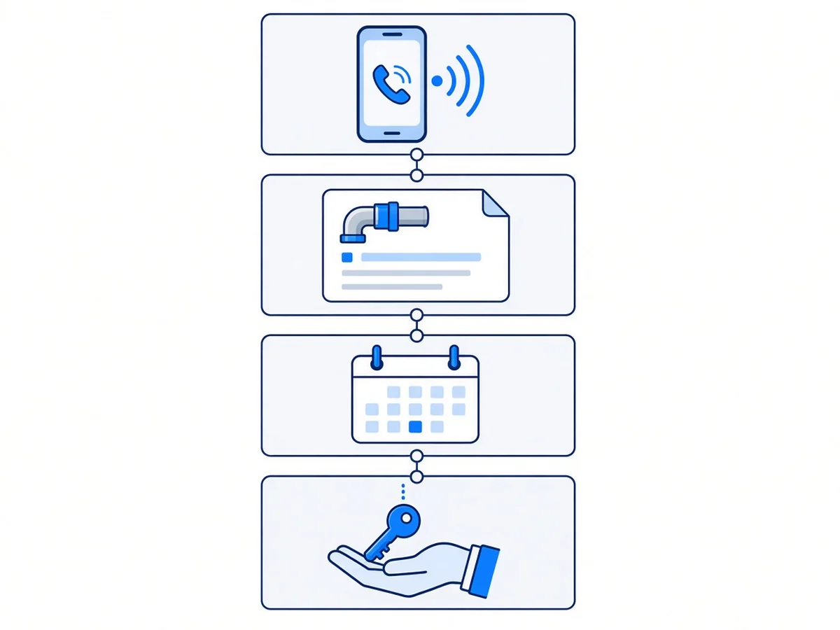 Four-step process: enquiry, setup, monthly management, owner control