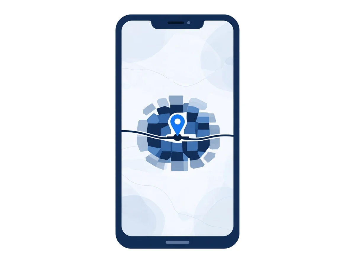 Illustration of a phone map pin near a station at Williams Landing